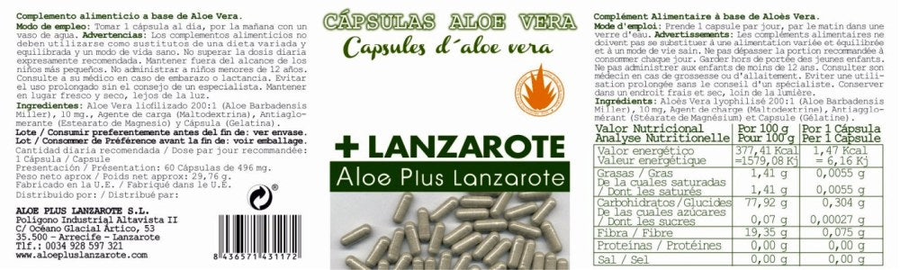 aloe+ Kapseln - Capsulas Aloe Vera, 60 Stück