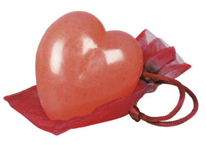 Honigseife Herz Rosenduft (im Organza-Beutel), 45 g