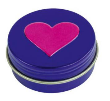 Lip balm in 14 ml jar with heart, moon, rose or sun motif
